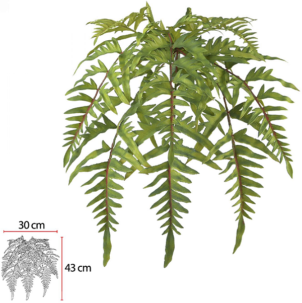 Planta Artificial Folhagem Samambaia Pendurar C/Print Plastico X8 Verde 2T 46cm