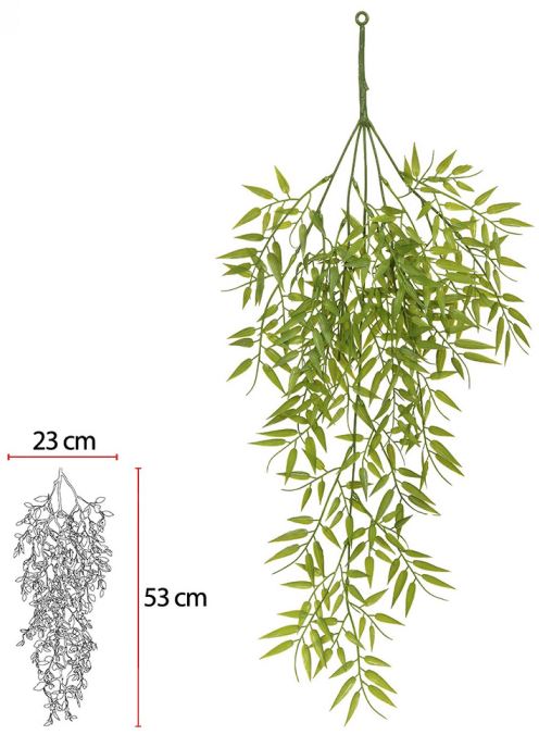 Planta Artificial Folhagem Bamboo Pendurar X25 Verde 60cm