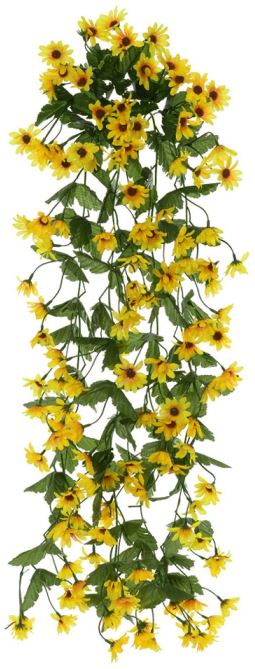 Planta Artificial Folhagem Girassol Pendurar X138 Amarelo 82cm
