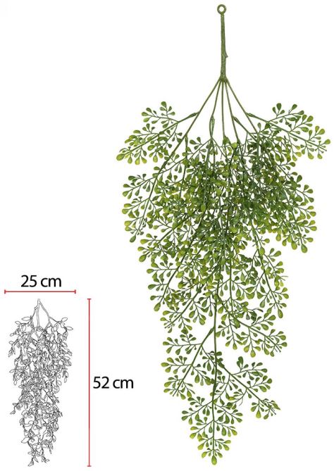 Planta Artificial Folhagem Grass Pendurar X25 Verde 60cm