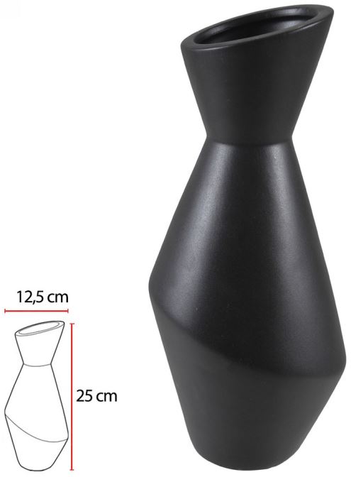Vaso Decorativo Ceramica Preto 25cm