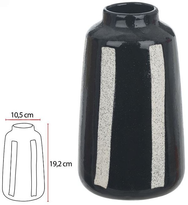Vaso Decorativo Ceramica Preto Branco 19,2cm