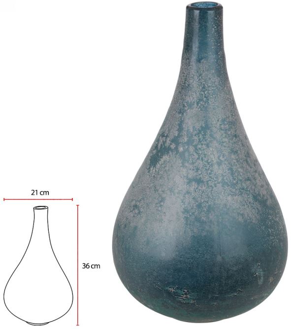 Vaso Decorativo Vidro Azul 36cm