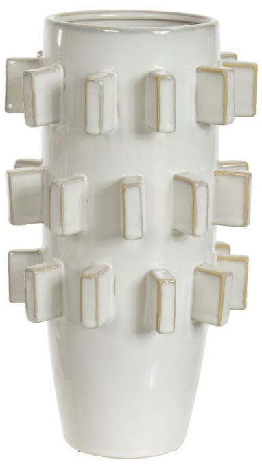 Vaso Decorativo Ceramica Branco 34cm