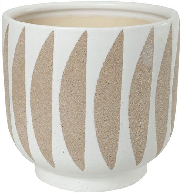 Cachepot Decorativo Ceramica Branco Bege 14,7cm