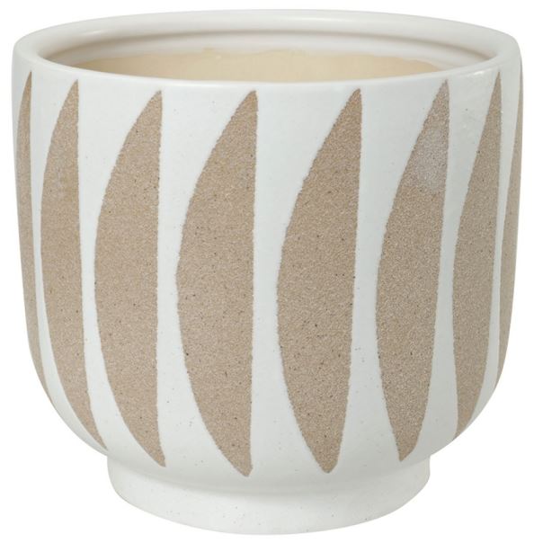 Cachepot Decorativo Ceramica Branco Bege 12cm