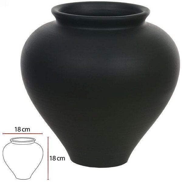 Vaso Decorativo Ceramica Preto 18cm