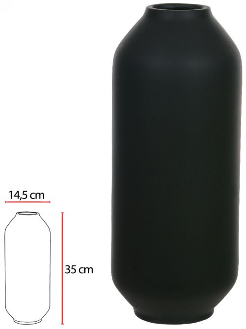 Vaso Decorativo Ceramica Preto 35cm