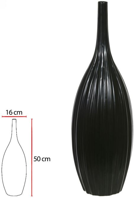 Vaso Decorativo Ceramica Preto 50cm