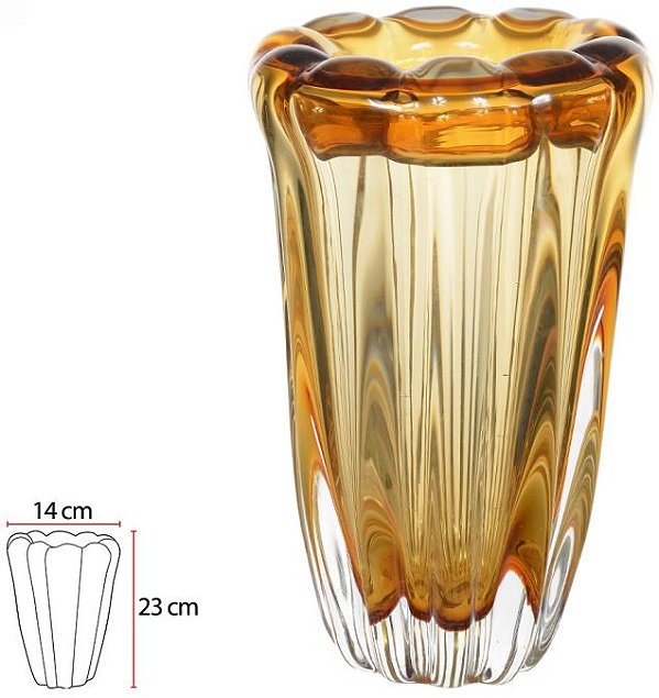 Vaso Decorativo Vidro Tipo Murano Ambar 23cm