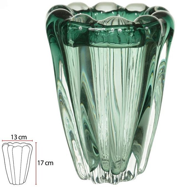 Vaso Decorativo Vidro Tipo Murano Verde 17cm
