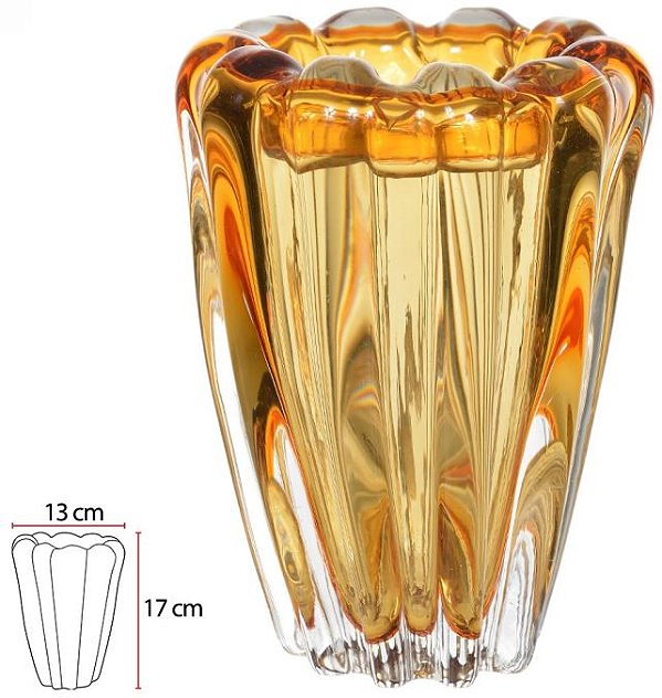 Vaso Decorativo Vidro Tipo Murano Ambar 17cm