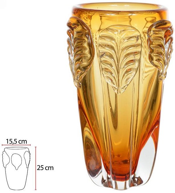 Vaso Decorativo Vidro Tipo Murano Ambar 25cm