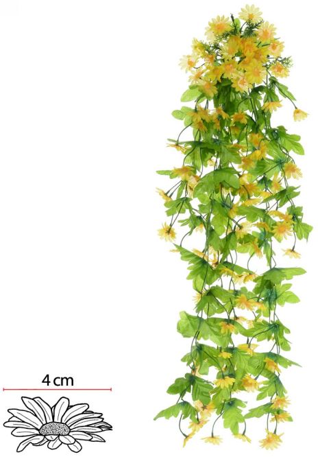 Planta Artificial Folhagem Margarida Pendente X118 Amarelo 85cm