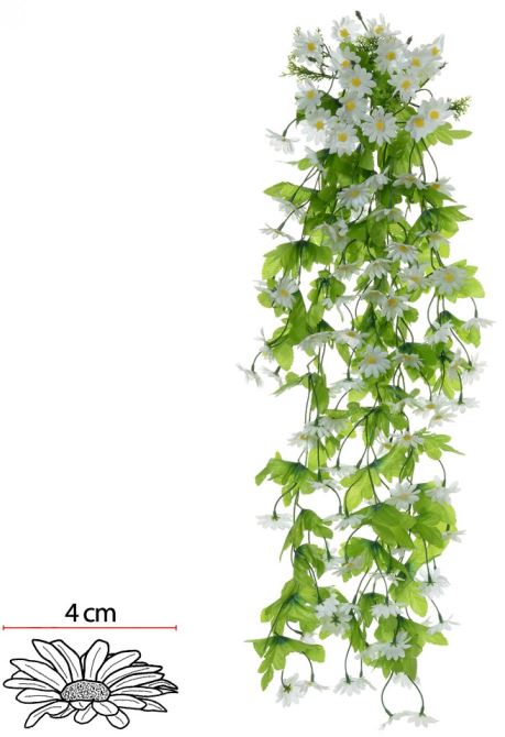 Planta Artificial Folhagem Margarida Pendente X118 Branco 85cm