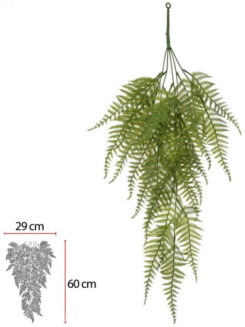 Planta Artificial Folhagem Samambaia Pendente X25 Verde 70cm