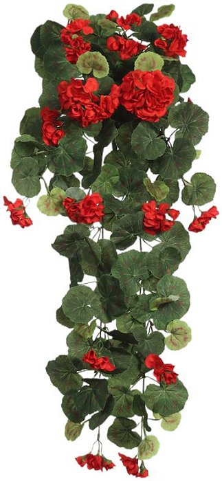 Planta Artificial Folhagem Geranio Pendentes X73 Vermelho 76cm