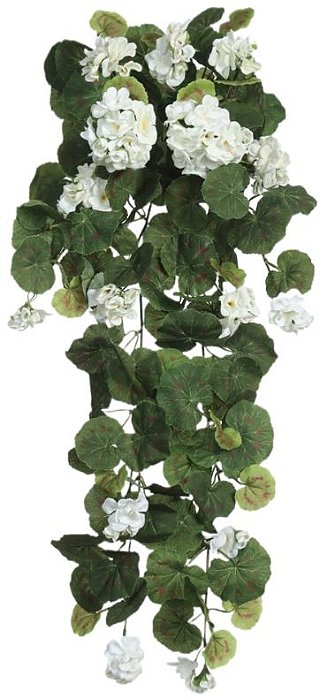 Planta Artificial Folhagem Geranio Pendentes X73 Branco 76cm