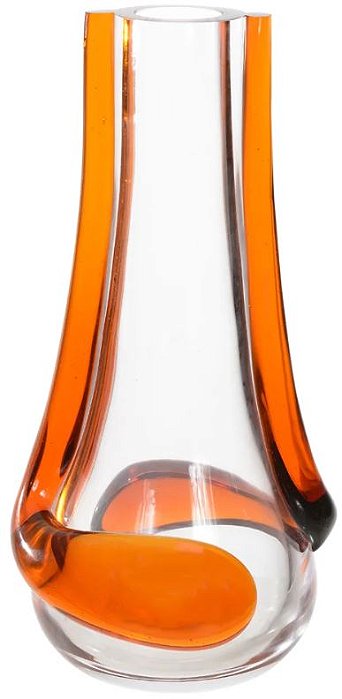 Vaso Decorativo Vidro Com Aplicacao Transparente Ambar 32cm