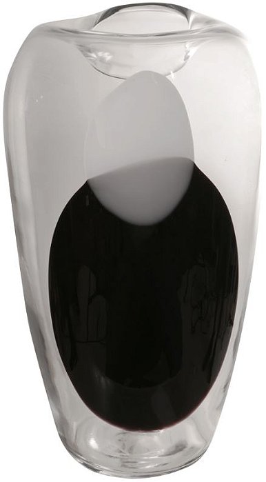 Vaso Decorativo Vidro Transparente Preto 36,5cm