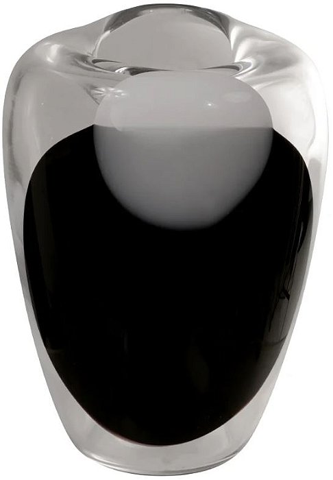 Vaso Decorativo Vidro Transparente Preto 23cm