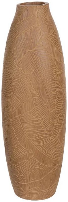 Vaso Decorativo Poliresina Folhas Marrom 55cm