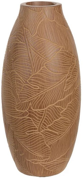 Vaso Decorativo Poliresina Folhas Marrom 32cm