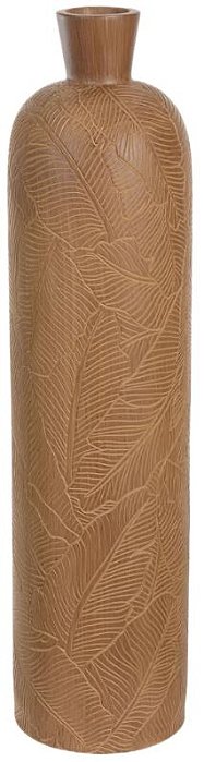 Vaso Decorativo Poliresina Folhas Marrom 60cm