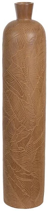 Vaso Decorativo Poliresina Folhas Marrom 75cm