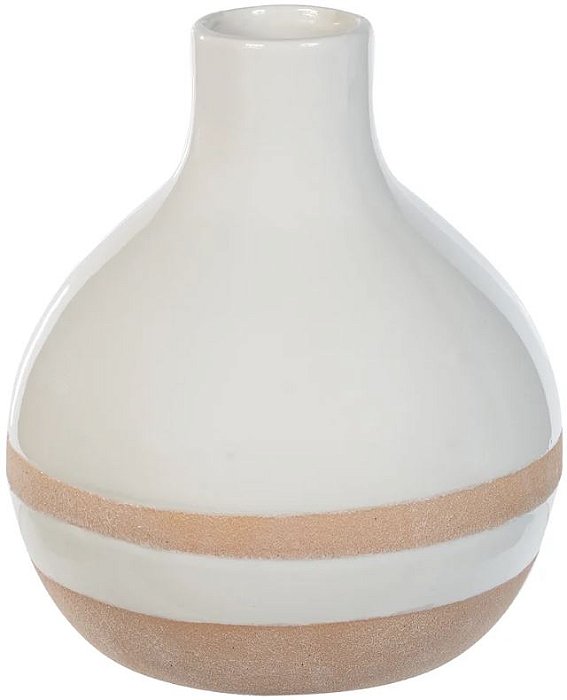 Vaso Decorativo Ceramica Branco Bege 12cm