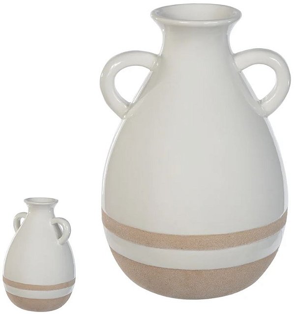 Vaso Decorativo Ceramica Branco Bege 13cm