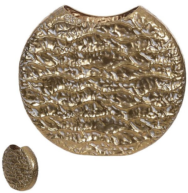 Vaso Decorativo Metal Com Textura Dourado 12,5cm