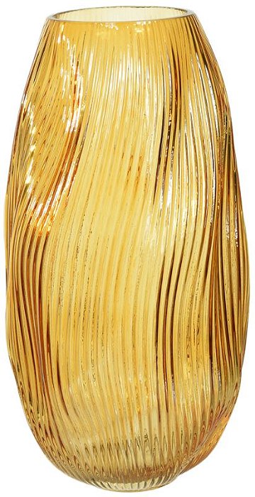 Vaso Decorativo Vidro Canelado Ambar 33cm