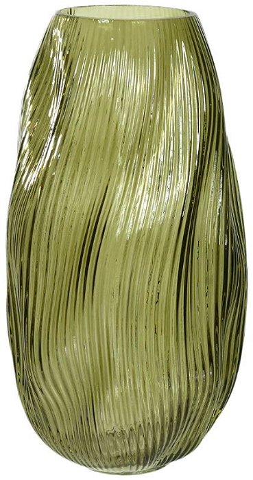 Vaso Decorativo Vidro Canelado Verde 28,5cm