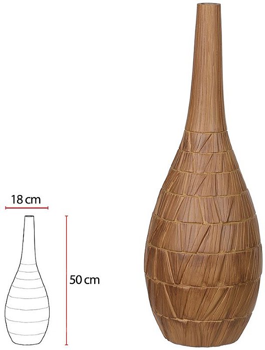 Vaso Decorativo Poliresina Texturizado Marrom 50cm