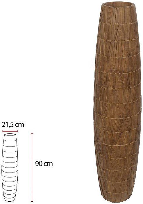 Vaso Decorativo Poliresina Texturizado Marrom 90cm