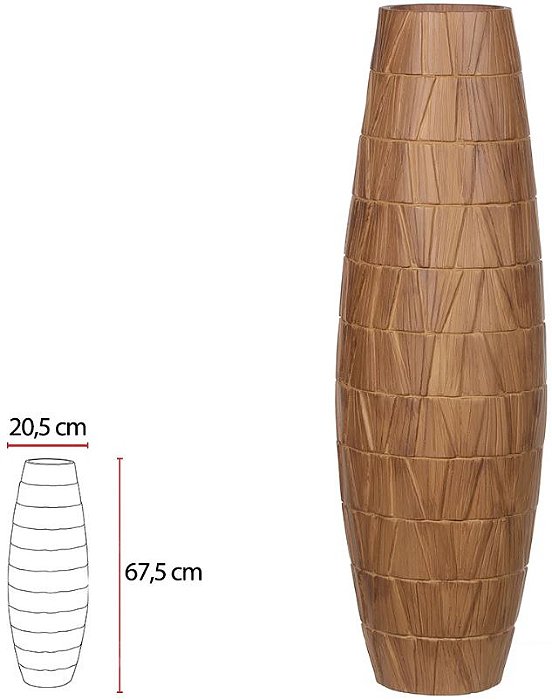 Vaso Decorativo Poliresina Texturizado Marrom 67,5cm