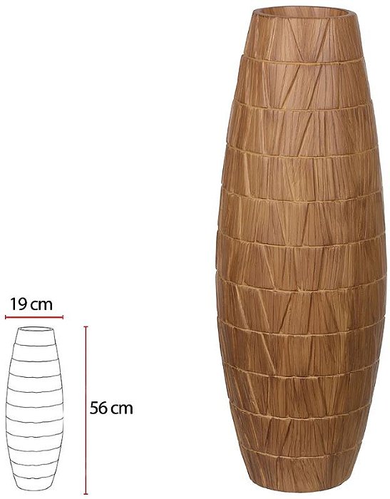Vaso Decorativo Poliresina Texturizado Marrom 56cm