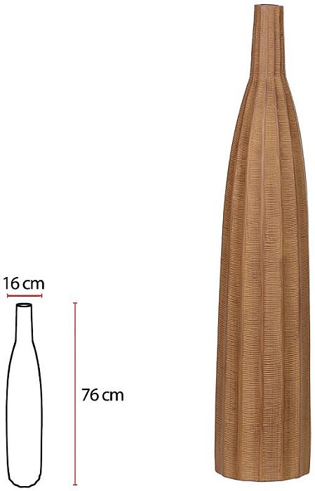 Vaso Decorativo Poliresina Texturizado Marrom 76cm