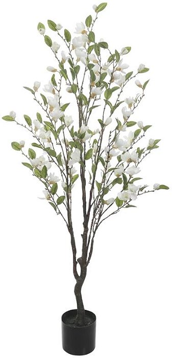 Planta Artificial Arvore Magnolia C/Pote X85 Branco 1,4m
