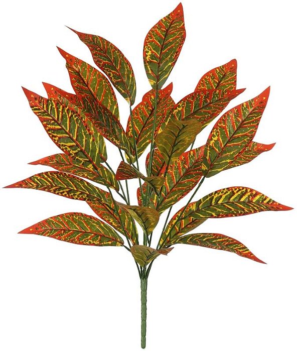 Planta Artificial Arvore Croton Real Toque X26 Verde Vermelho 76cm