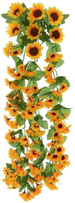 Planta Artificial Folhagem Girassol Pendente X106 Amarelo 70cm
