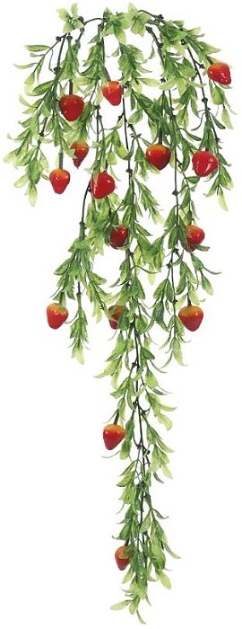 Planta Artificial Folhagem Morango Pendente X14 Vermelho 75cm