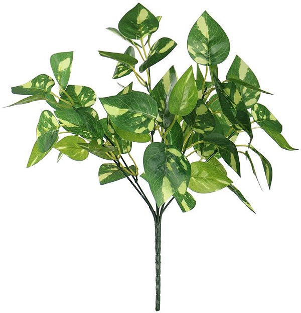 Planta Artificial Folhagem Jiboia Forracao Real Toque X63 Verde Creme 28cm
