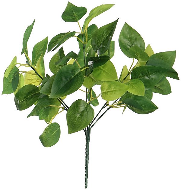 Planta Artificial Folhagem Jiboia Forracao Real Toque X63 Verde Creme 28cm