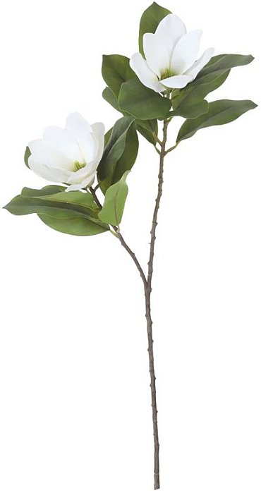 Planta Artificial Folhagem Haste Magnolia Real Toque X2 Branco 69cm