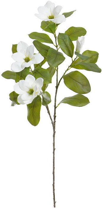 Planta Artificial Folhagem Haste Magnolia Real Toque X4 Branco 1m