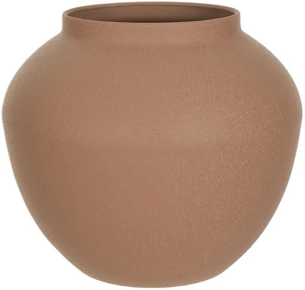 Vaso Decorativo Metal Texturizado Marrom 18cm