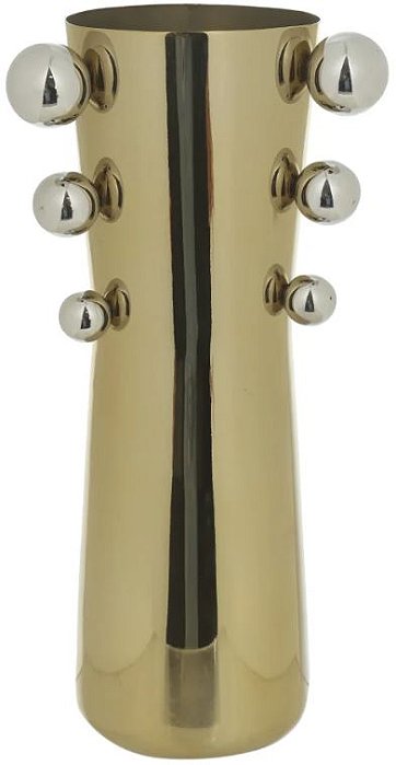 Vaso Decorativo Aco Inox Balls Dourado Prata 33,5cm