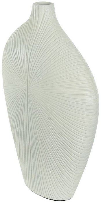 Vaso Decorativo Poliresina Folhas Off White 30cm